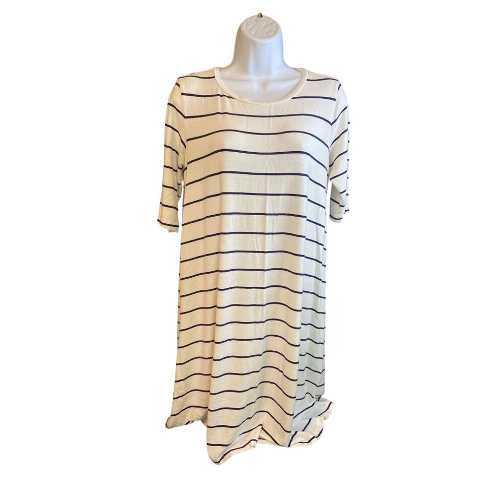 Old Navy WomensTunic Top Medium Striped Short Sleeve White Navy Classicore